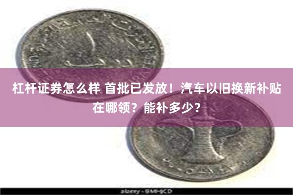 杠杆证券怎么样 首批已发放！汽车以旧换新补贴在哪领？能补多少？